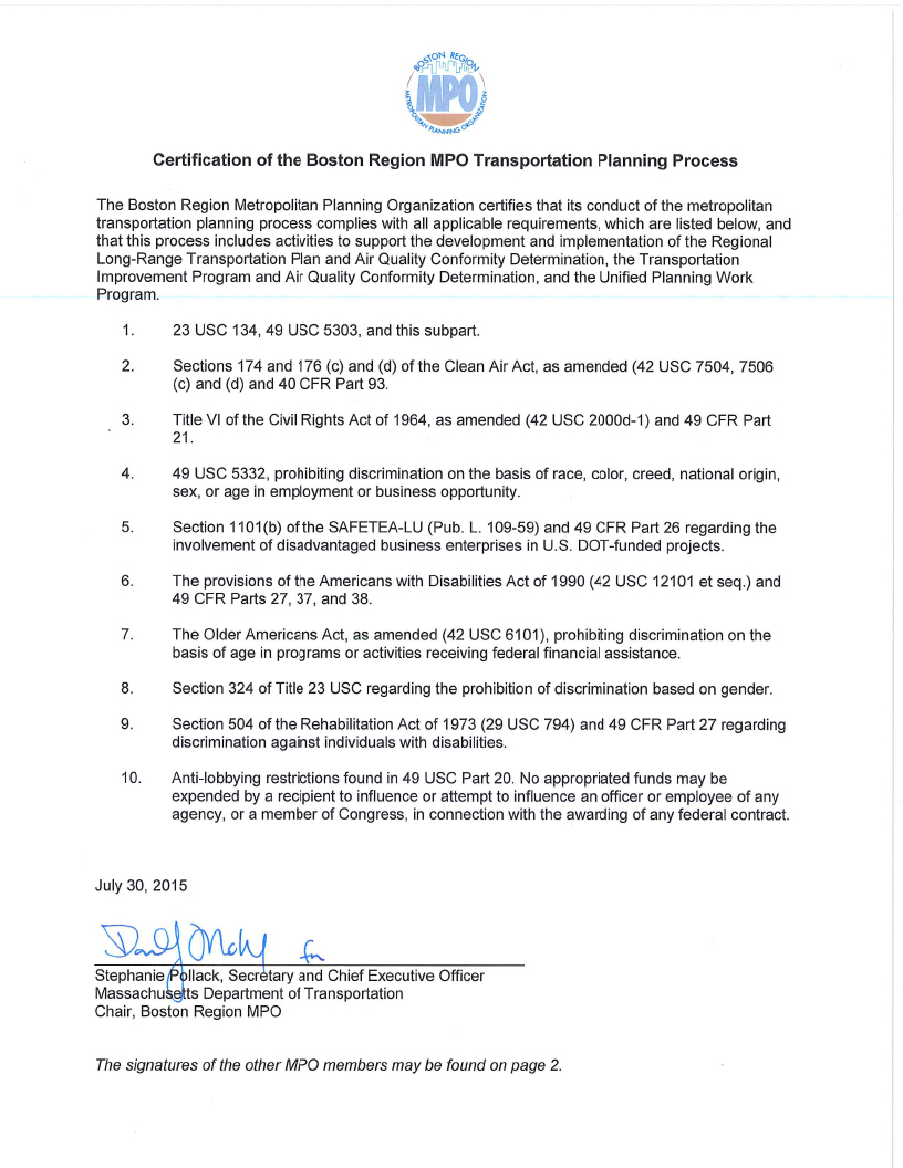 Page one of self certification document